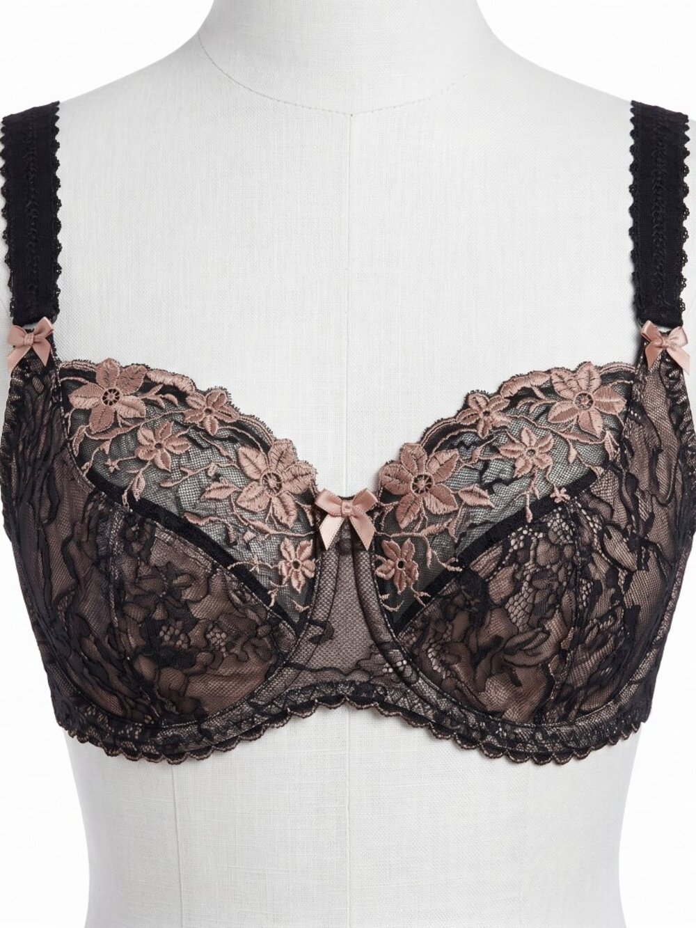 Fantasie 32D Bridgette Balcony Underwire Bra Black Nude 6820 NWT